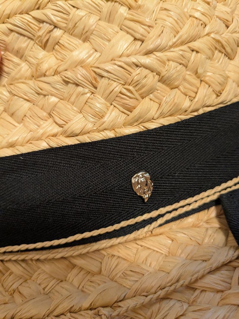 美品 ヘレンカミンスキー クラシック5 リボン ラフィアハット 麦わら帽子