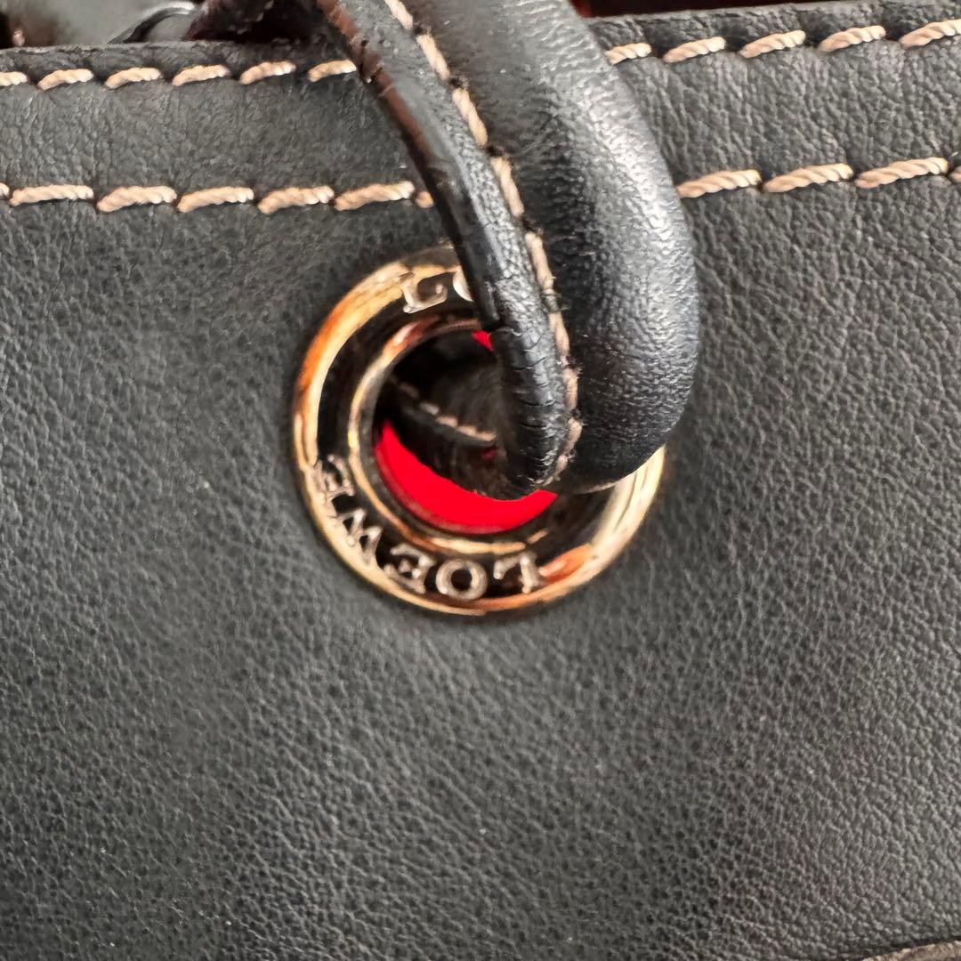 【希少】LOEWE ロエベ ロゴ レザー トートバッグ 黒 ショッパー