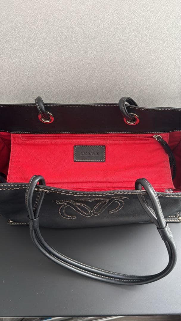 【希少】LOEWE ロエベ ロゴ レザー トートバッグ 黒 ショッパー