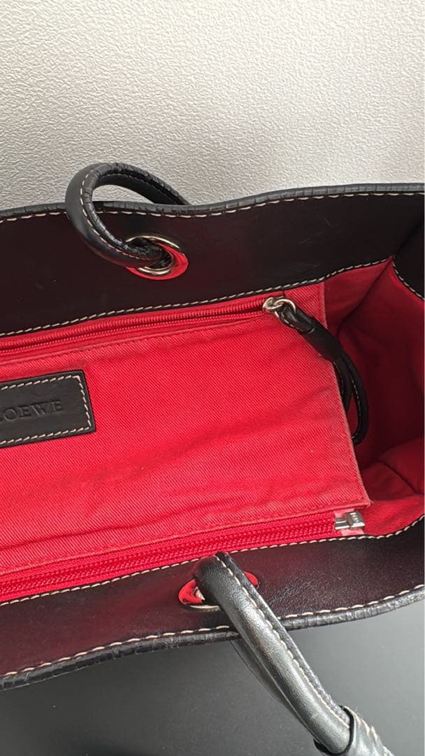 【希少】LOEWE ロエベ ロゴ レザー トートバッグ 黒 ショッパー