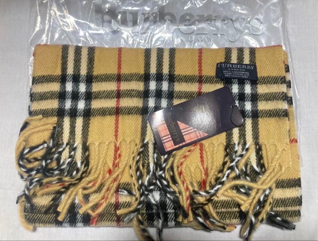 英国製！　BURBERRY ラムウールマフラー ノバチェック　未使用