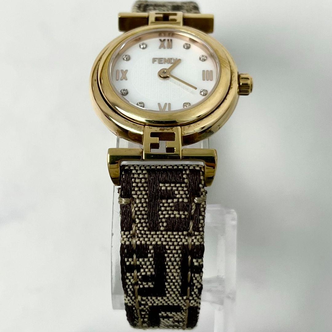 【稼働】 FENDI 2700L ズッカ 8P ダイヤ シェル文字盤 腕時計