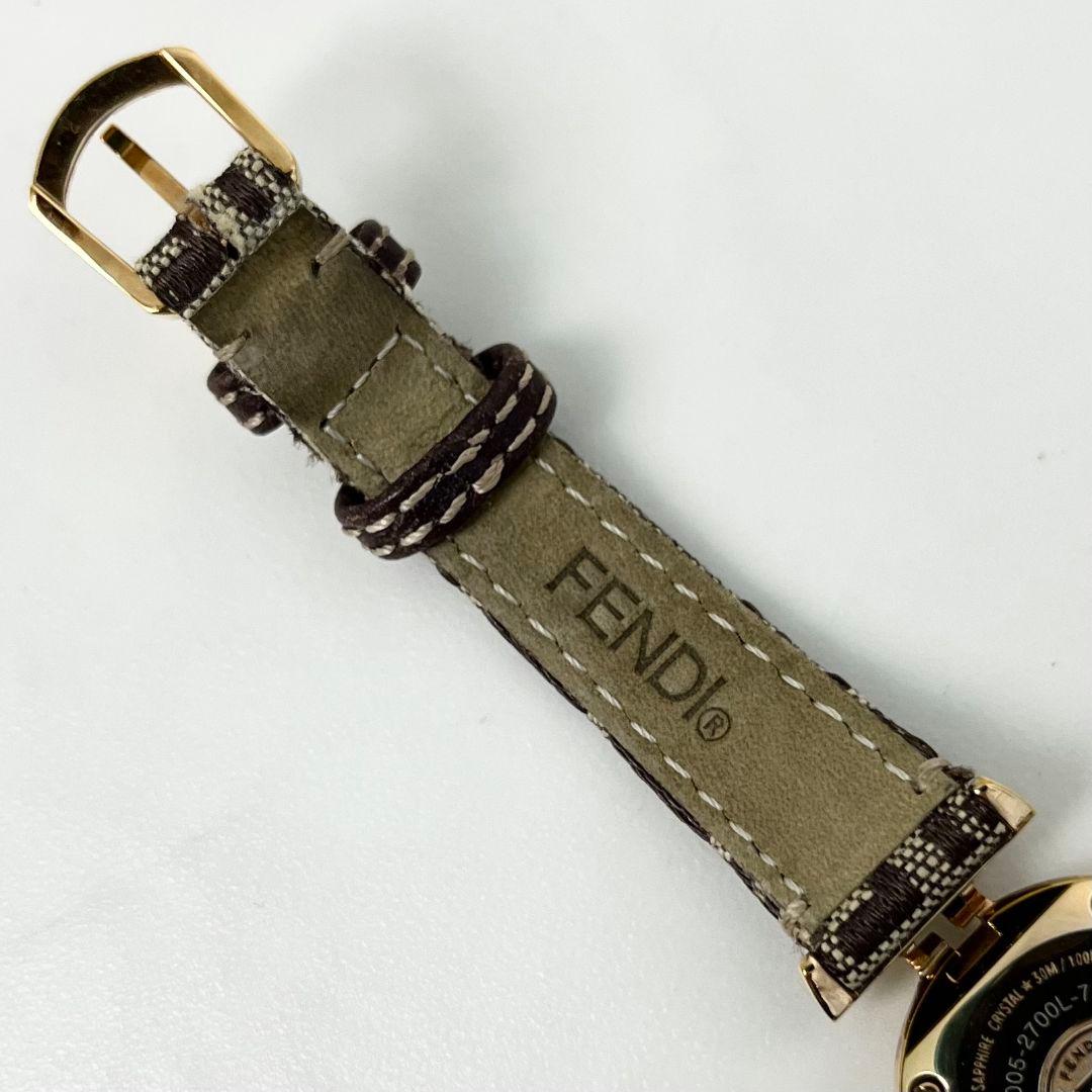 【稼働】 FENDI 2700L ズッカ 8P ダイヤ シェル文字盤 腕時計