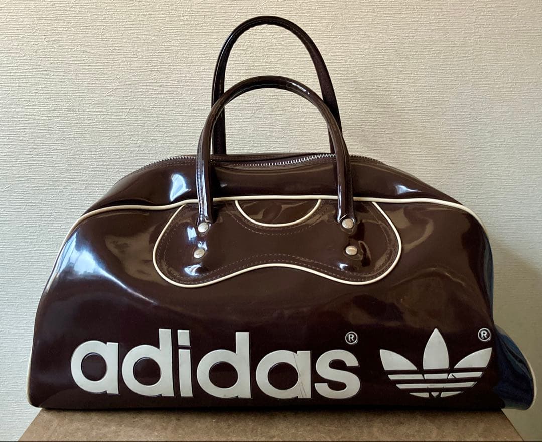 金*欠様 稀少 adidas エナメル 70's 80's 茶 ボストンバック