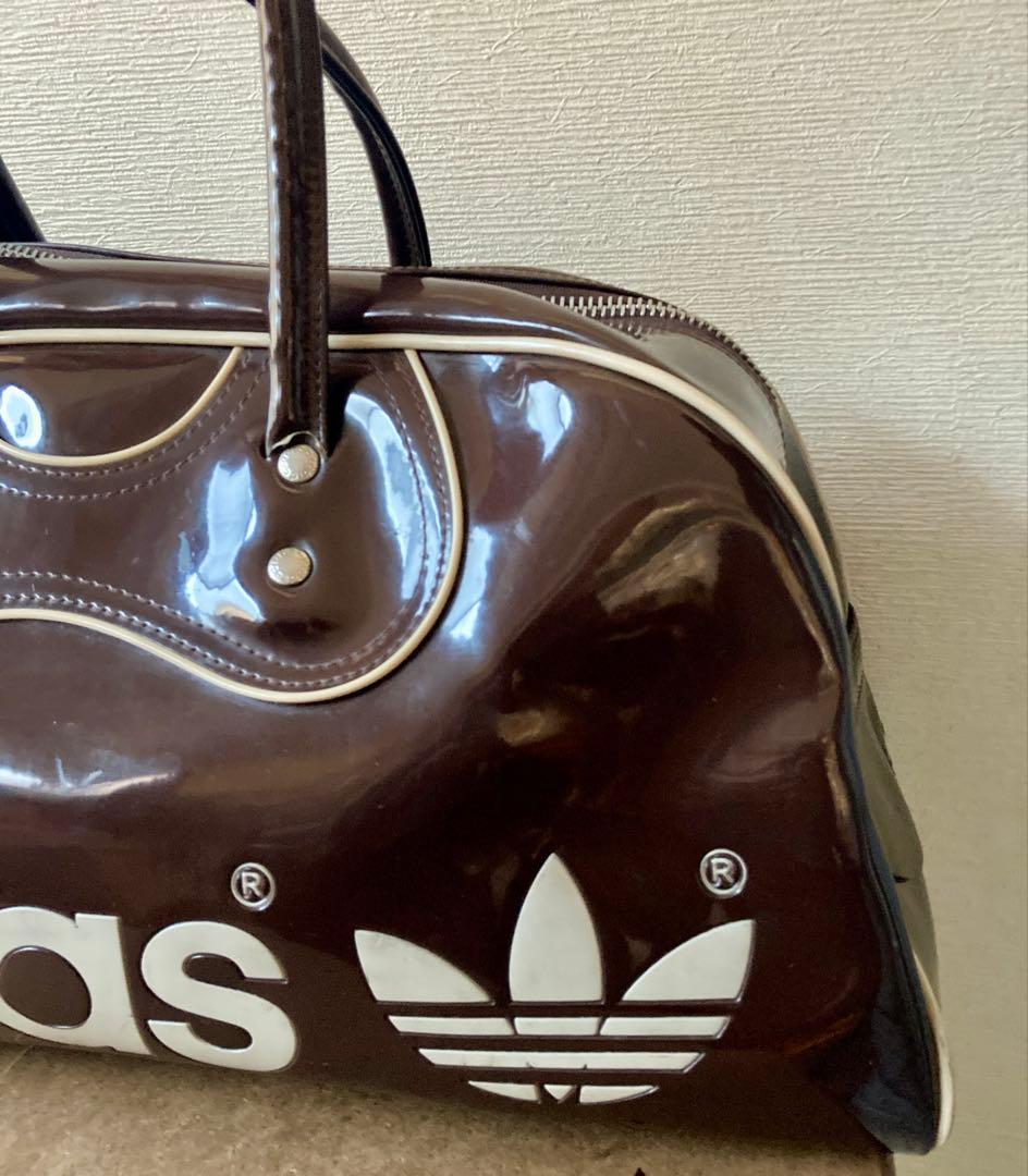 金*欠様 稀少 adidas エナメル 70's 80's 茶 ボストンバック