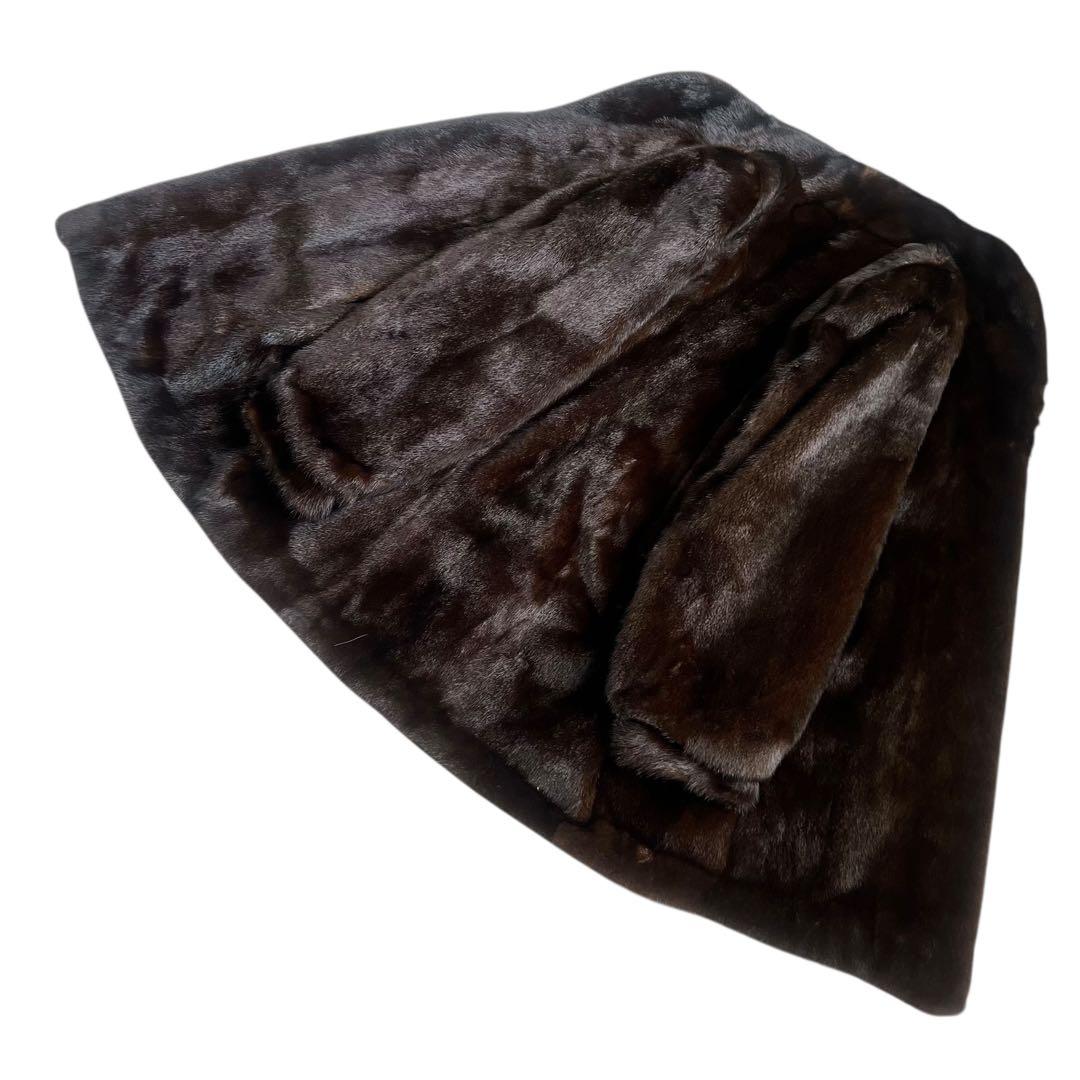 着丈80cm マホガニーミンク リアルファーコート 毛皮 毛並み◎ なめし柔らか