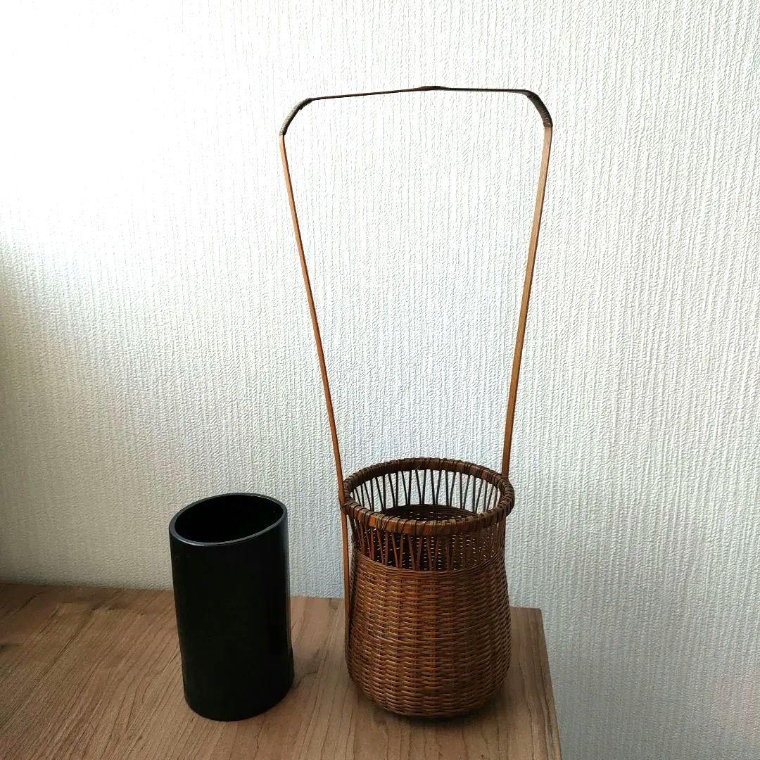 〈未使用〉花器　向月庵　竹籠　花籠　花入れ　竹細工　茶道具