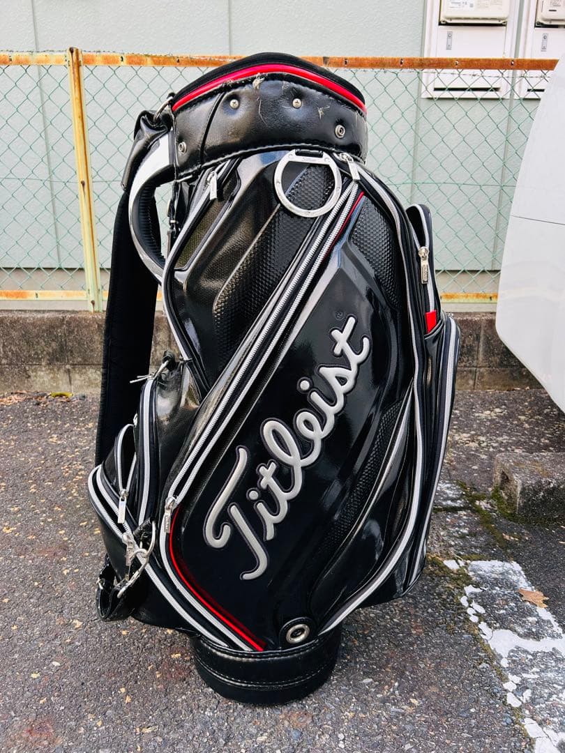 Titleist キャディバッグ 黒 赤 ストライプ