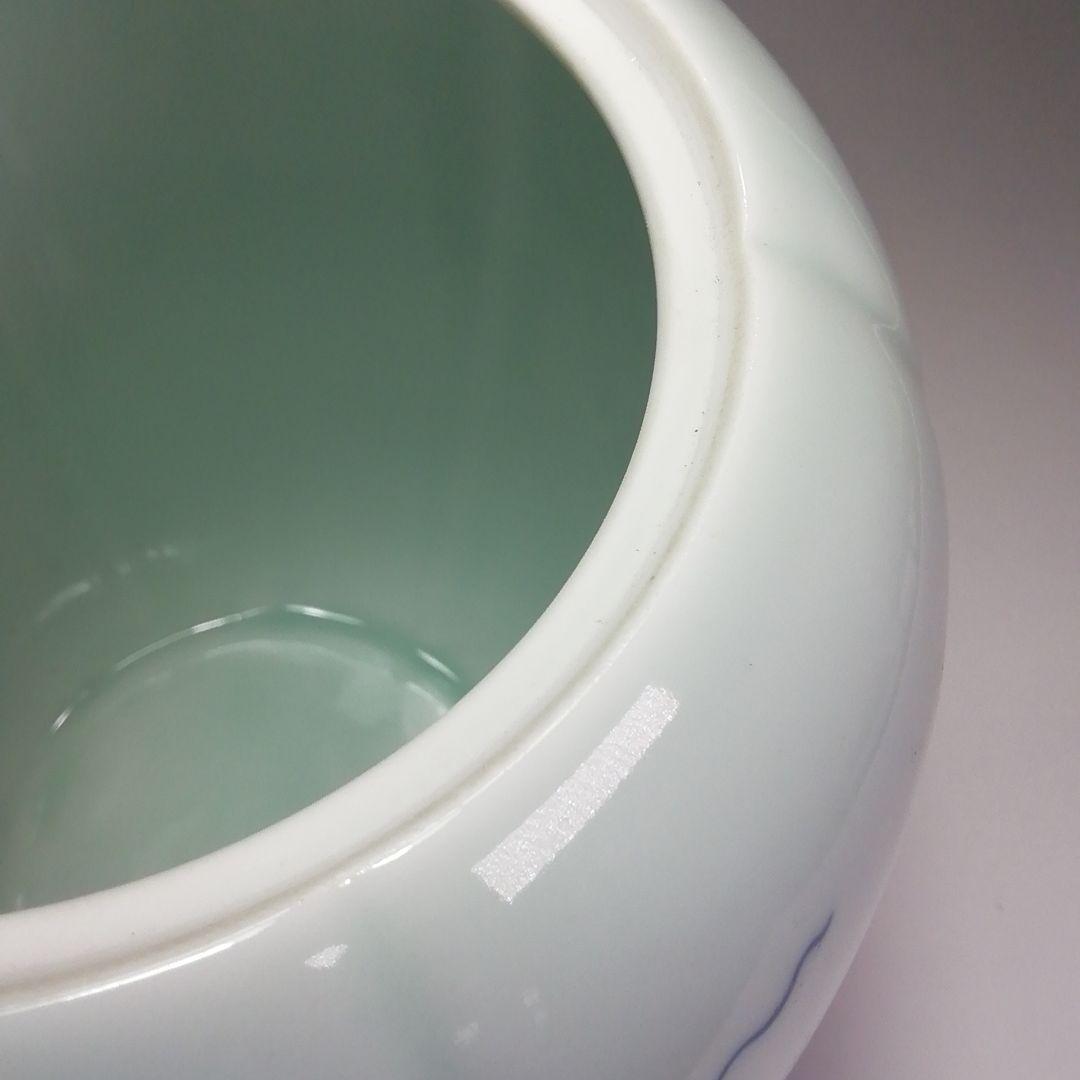 Ｓ３１４　水指　『藍鍋島』『染付瓜文』『りすつまみ』『中村公法作』　共箱　茶道具