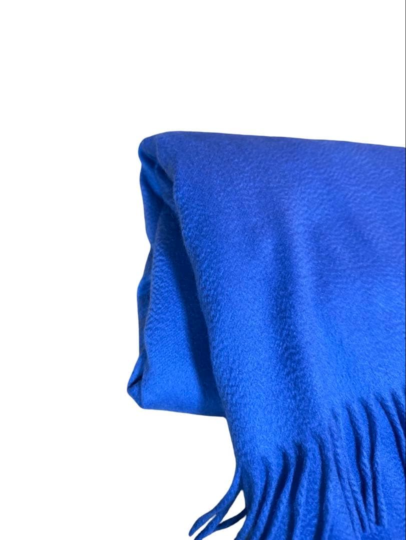 『正規品』HERMES エルメス大判ショールカシミヤ100% ブルー イタリア製