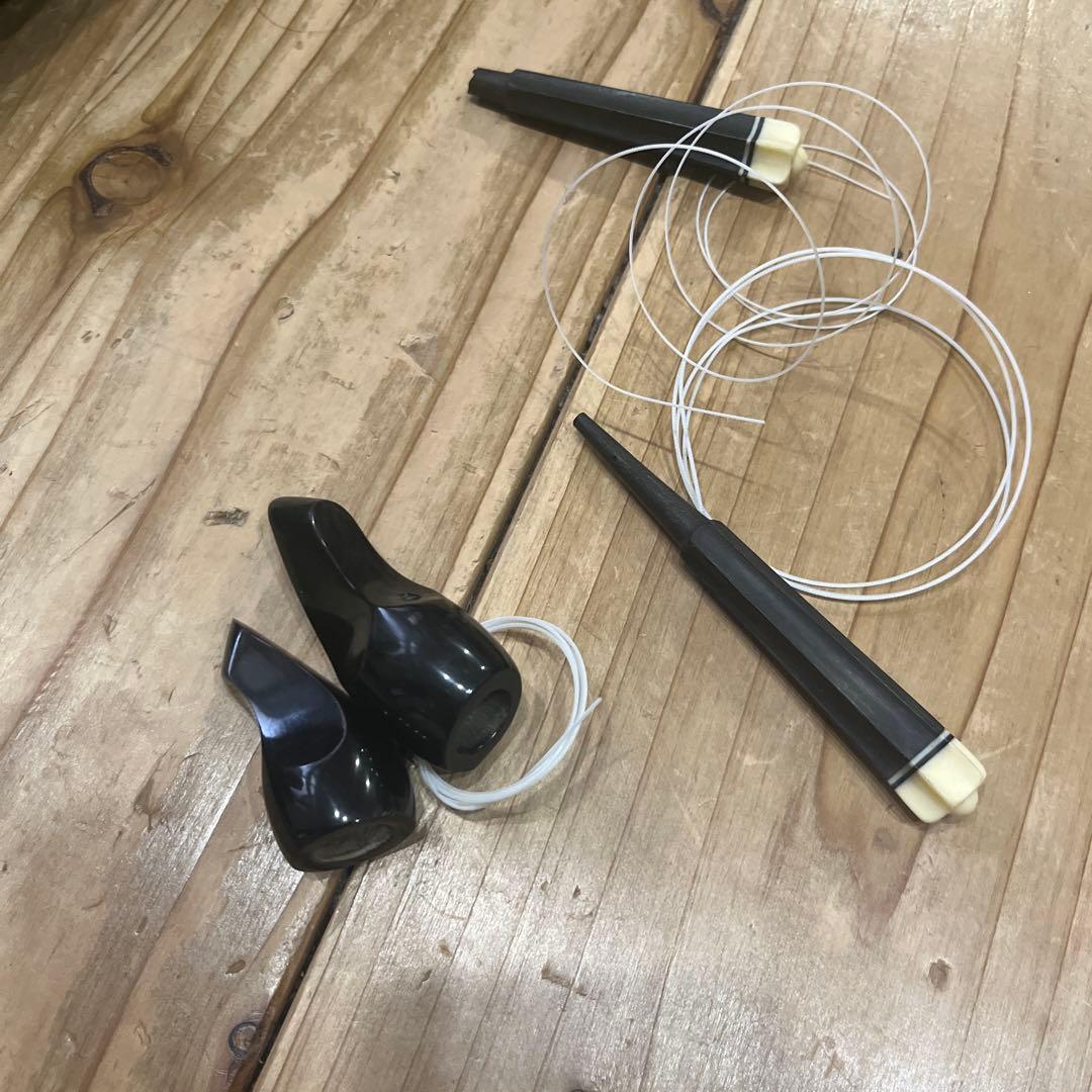 沖縄三線　蛇本革　ケース付き　弦の棒が一本折れています。つめ2個　予備棒　弦付き