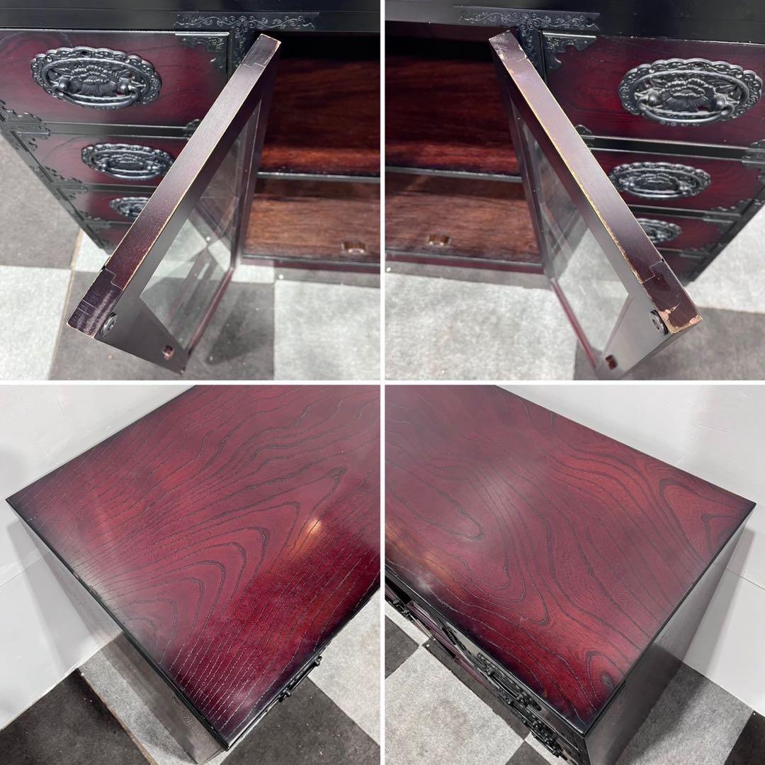 古道具 和箪笥 棚 タンス チェスト ショーケース 木製 什器 家具 De081