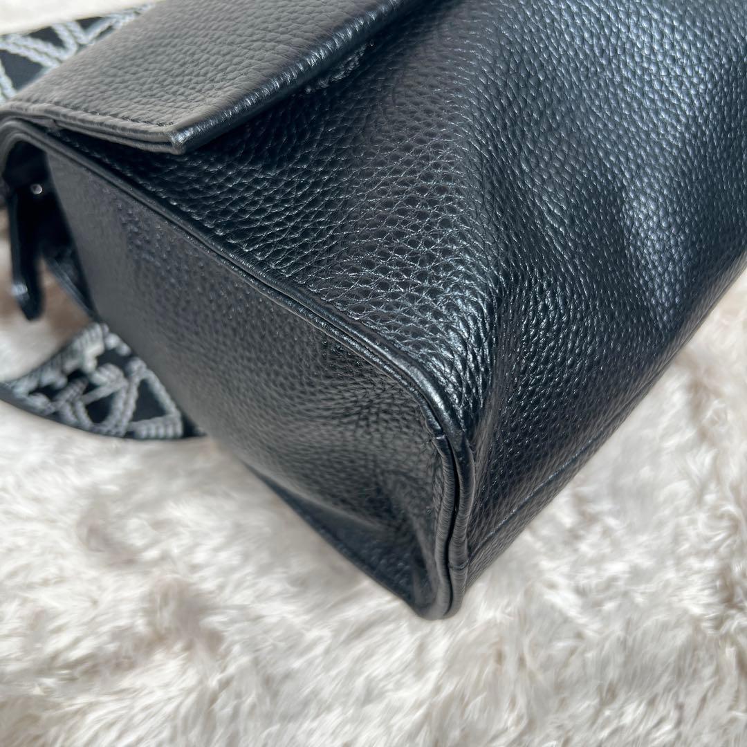 WEB限定イアパピヨネ 柄ワイドテープ ショルダーバッグ ブラック