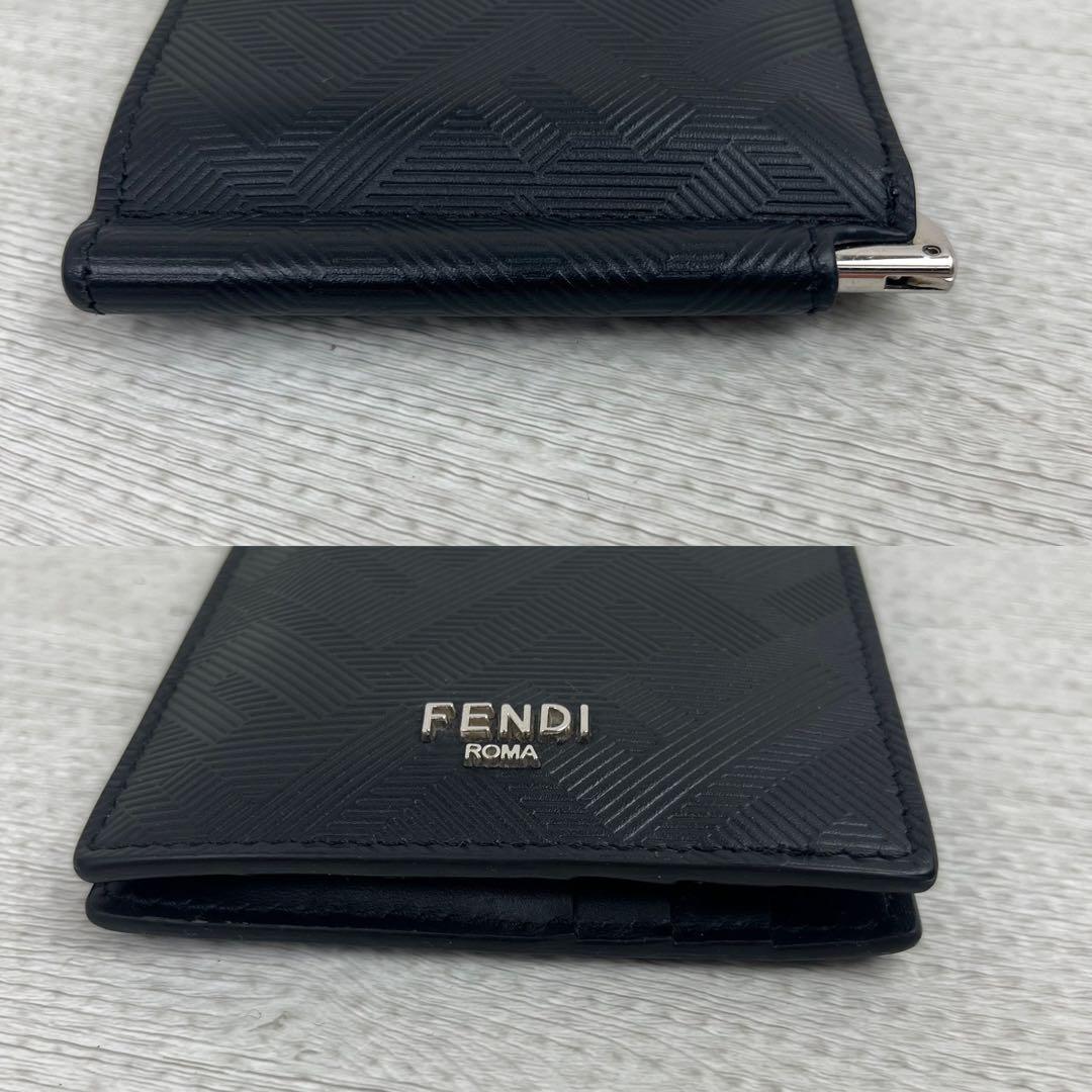 美品✨フェンディ 7M0281 シャドウカードホルダー マネークリップ ズッカ柄