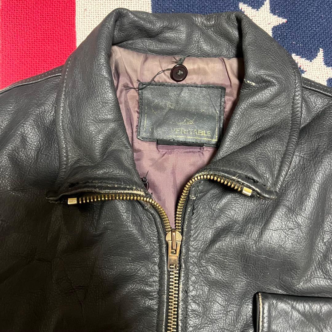 70s80s 民間品 フランス軍パイロット レザージャケット フレンチミリタリー