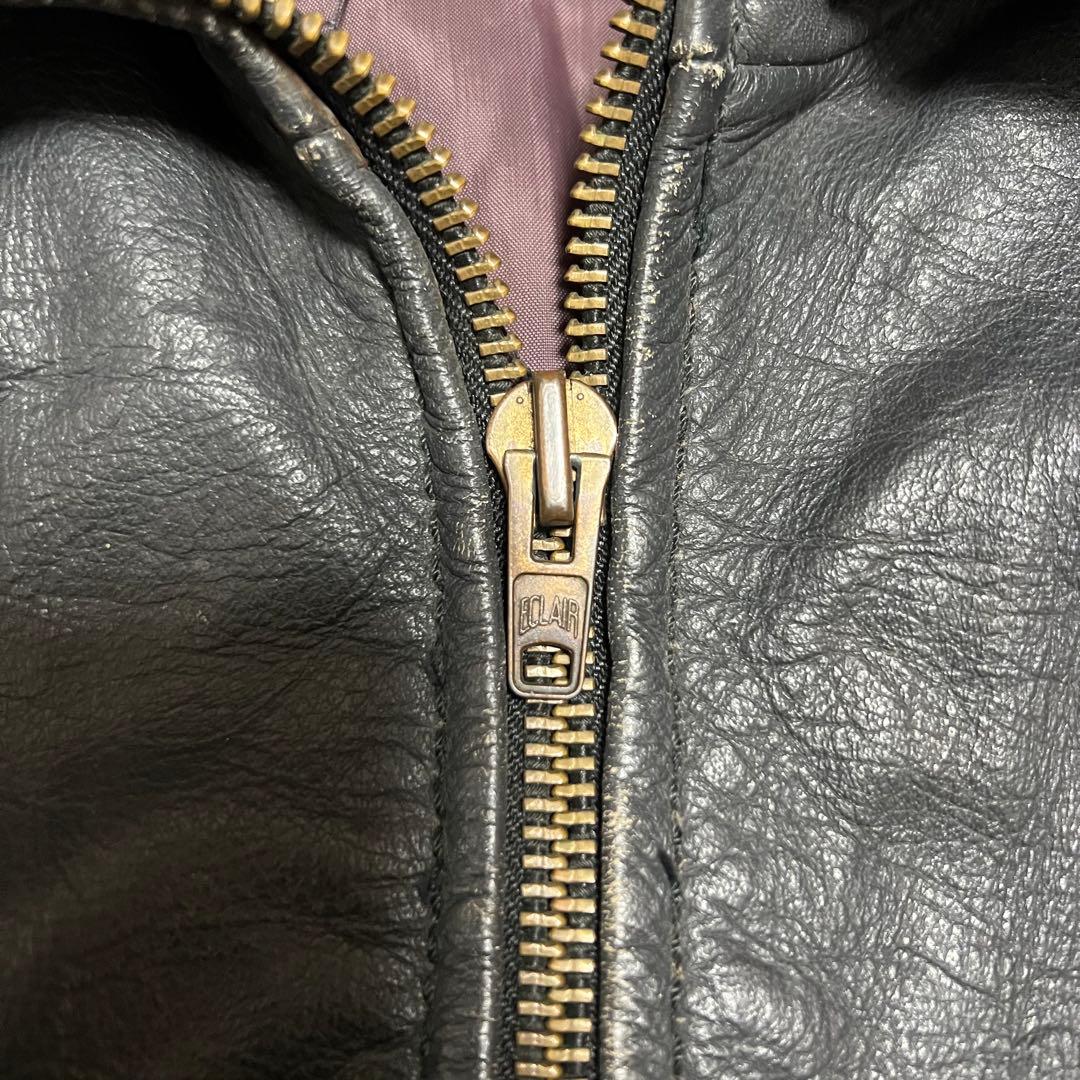 70s80s 民間品 フランス軍パイロット レザージャケット フレンチミリタリー