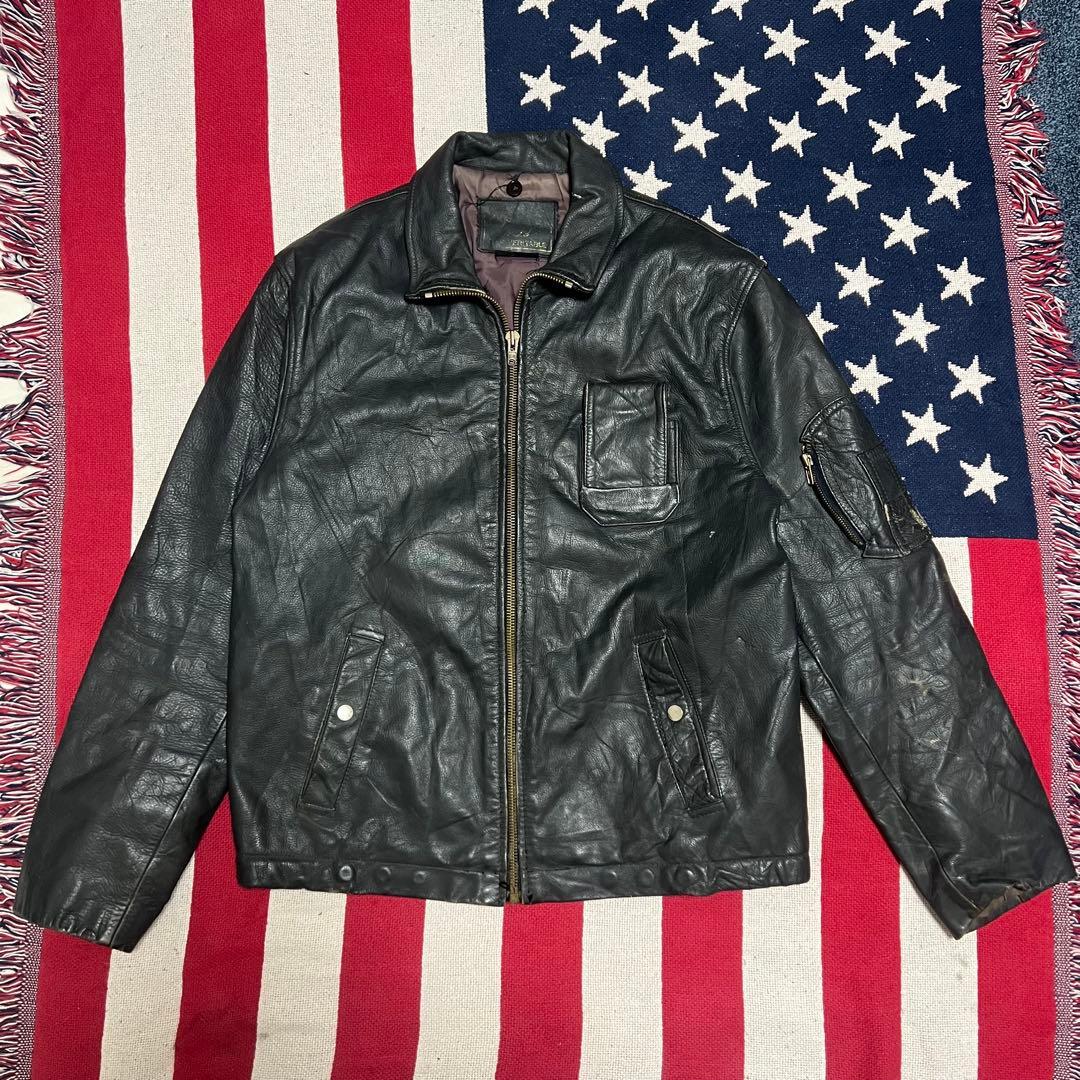 70s80s 民間品 フランス軍パイロット レザージャケット フレンチミリタリー