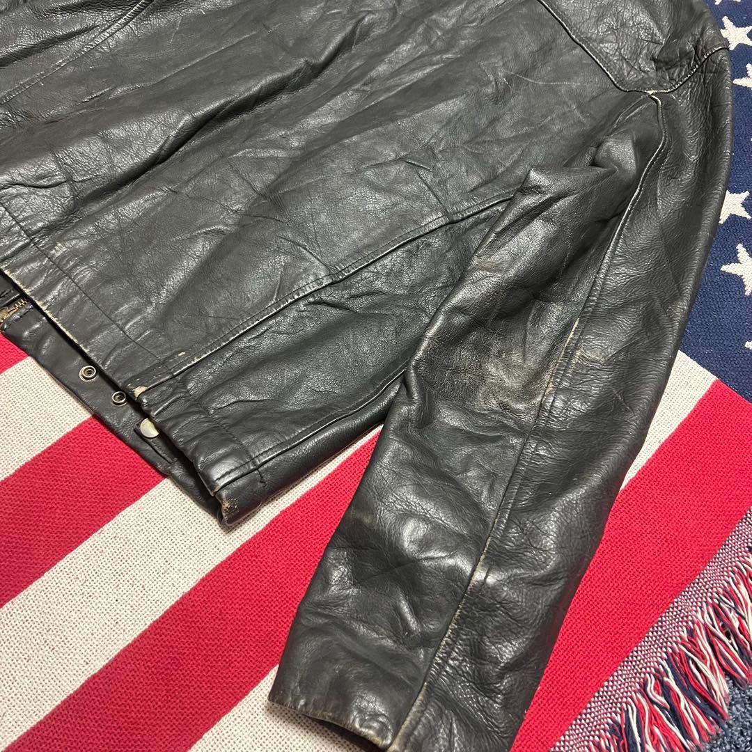 70s80s 民間品 フランス軍パイロット レザージャケット フレンチミリタリー