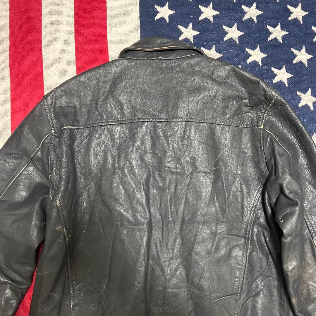 70s80s 民間品 フランス軍パイロット レザージャケット フレンチミリタリー