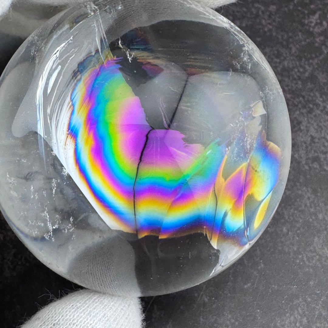 ferrari888　M-25虹入り水晶丸玉　水晶スフィア　天然石