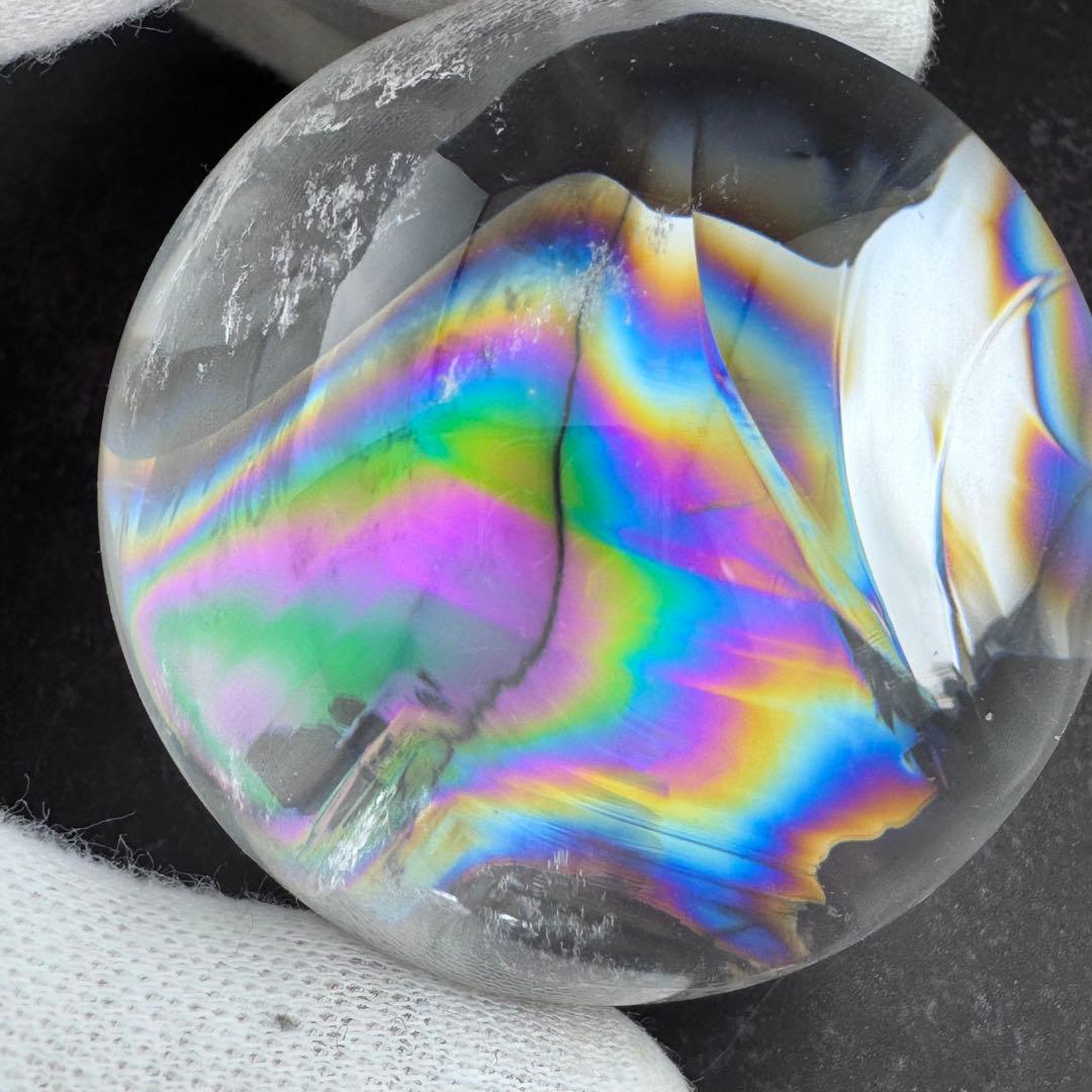 ferrari888　M-25虹入り水晶丸玉　水晶スフィア　天然石