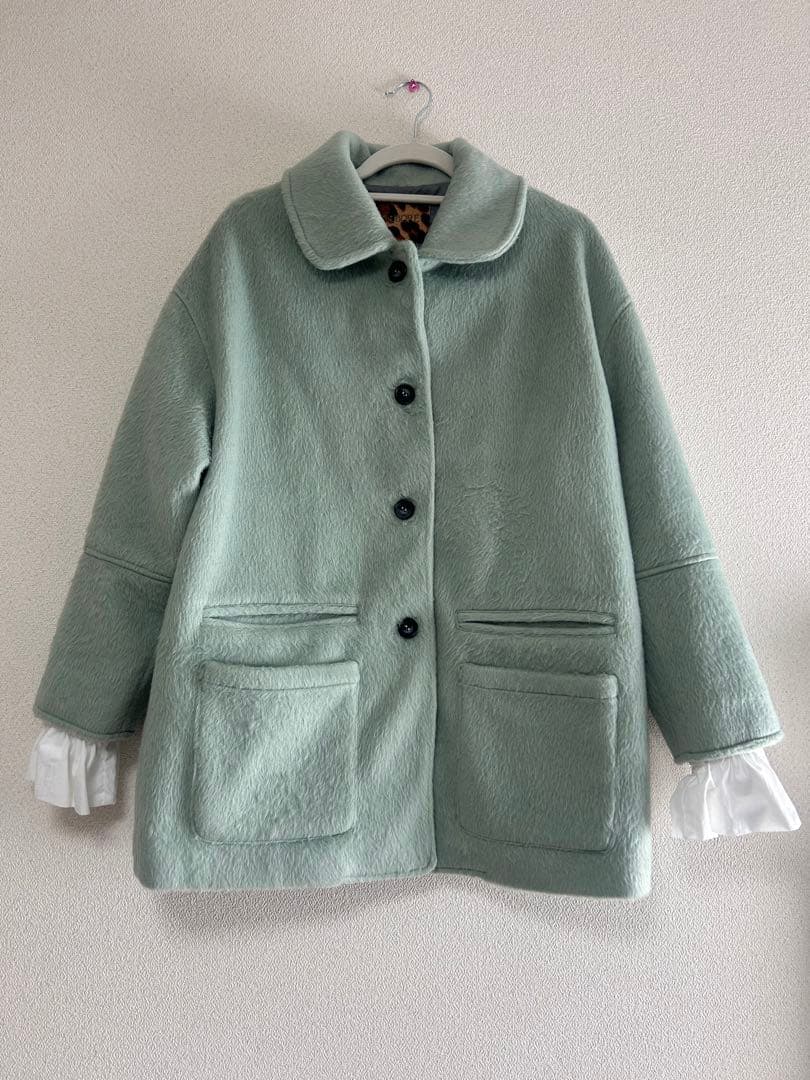 musubore フリルシャギージャケット グリーン