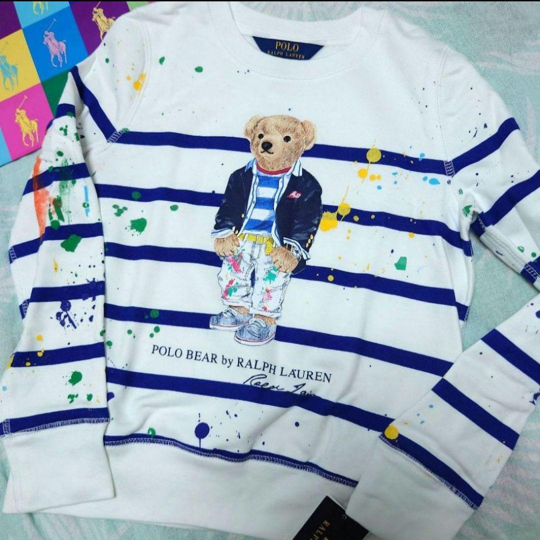 ラルフローレン　ポロベアペンキ柄トレーナー　GIRLS S130サイズ