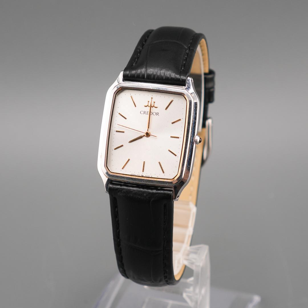 稼働 SEIKO CREDOR スクエア 腕時計 新品電池 新品ベルト クォーツ
