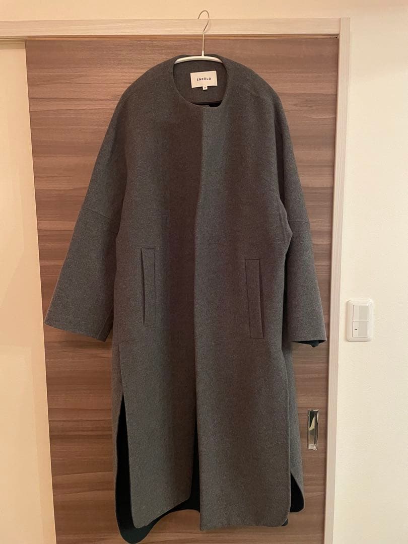 ★最終価格★ファインリバービーバーノーカラースリットコート　ENFOLD