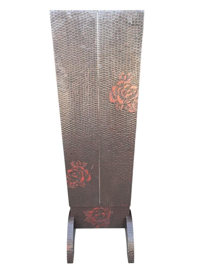 鎌倉彫 三面鏡 姿見 鏡 鎌倉彫り スタンドミラー