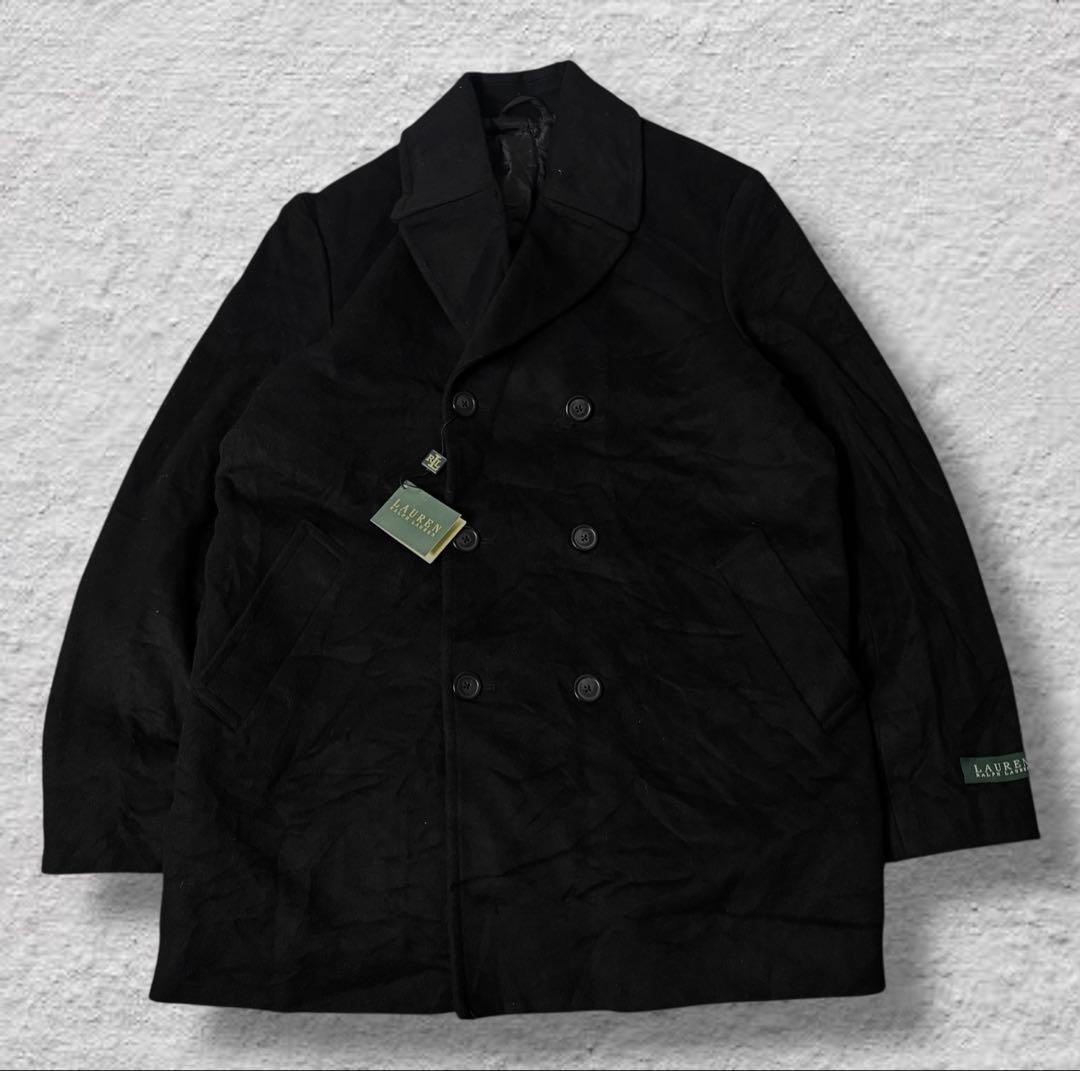 ラルフローレンピーコートデッドストック90sブラックvintage古着ウールL