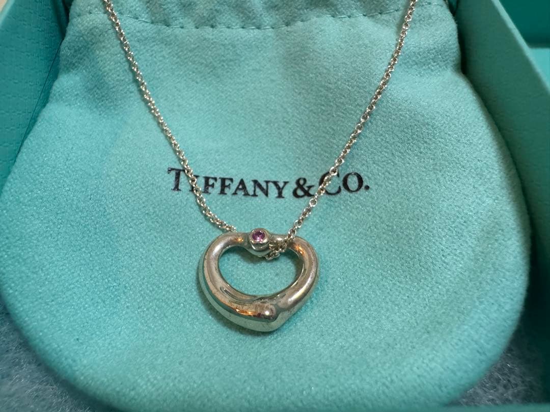 Tiffany & Co. オープンハート ネックレス　ピンクサファイア