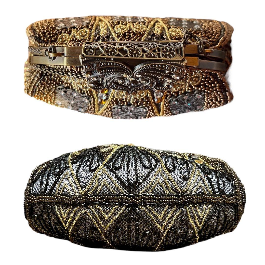 美品　ルミーはしもと　パーティバッグ　ビーズ刺繍　チェーン　皇室御用達