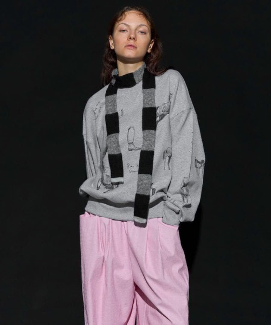 新品　MAISON SPECIAL 総柄プリント　トレーナー　スウェット　グレー