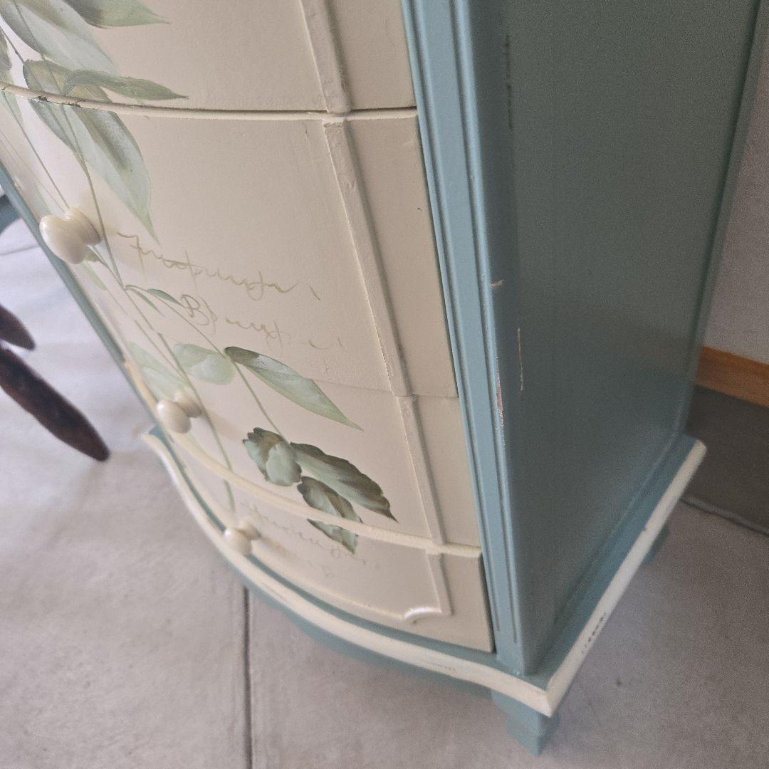 ローズデザインの5段チェスト　世界にひとつだけの花ハンドペイント