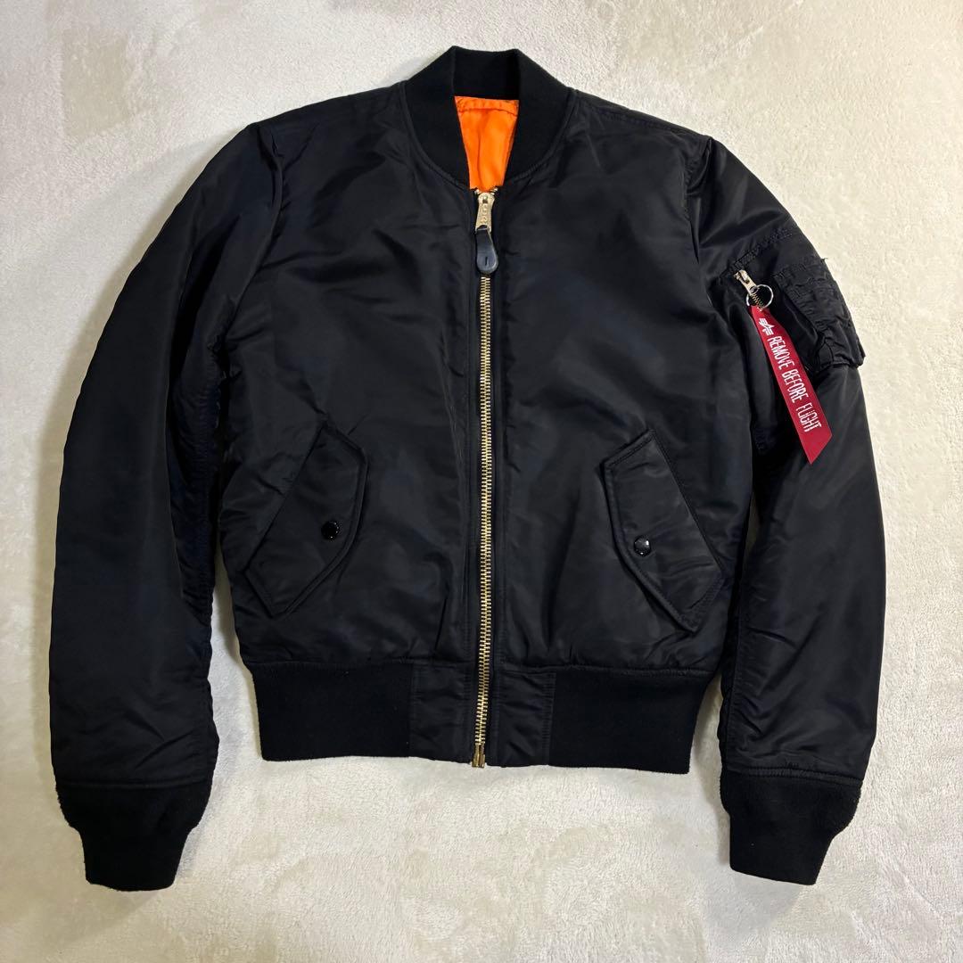 ALPHA MA-1 フライトジャケット S ブラック メンズ スリムフィット
