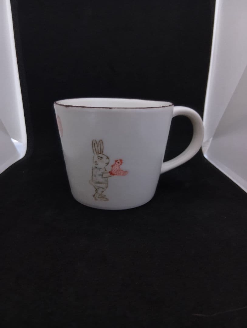 音屋nakagawa中川洋子さん　花柄　うさぎ　食器セット（皿1枚・カップ1個）