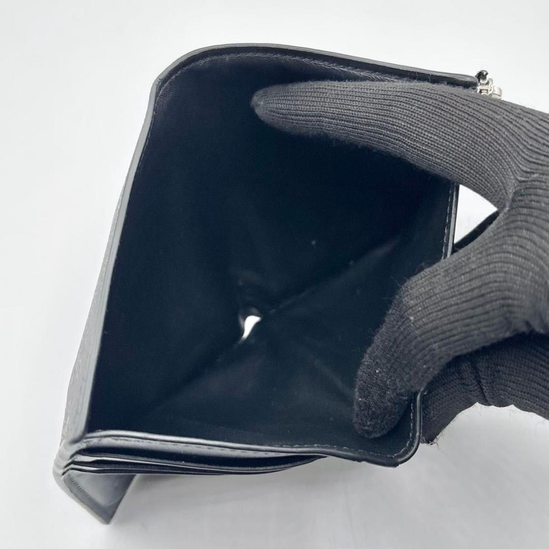 人気 ロエベ コンパクトウォレット 二つ折り財布 黒 レザー アナグラム