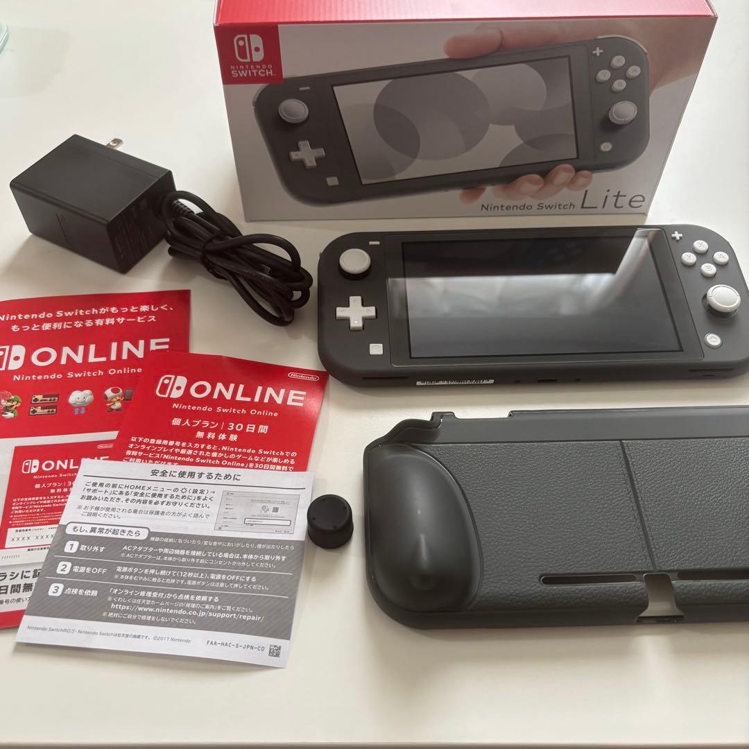 Nintendo Switch Lite グレー 本体 ケース、SD付き