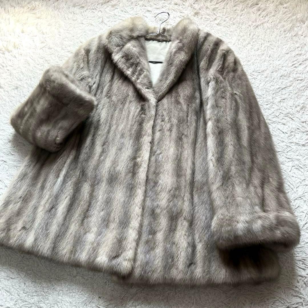 総丈70cm サファイアミンク リアルファーコート 本毛皮 毛並み◎ 色味◎