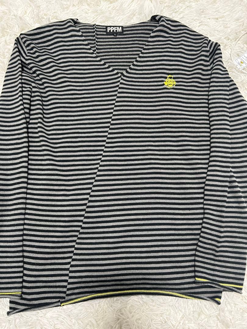 00s PPFM ボーダー　Vネック　y2k
