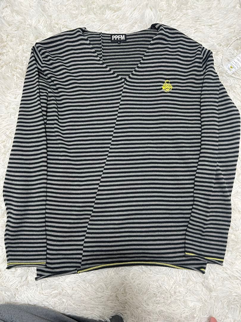 00s PPFM ボーダー　Vネック　y2k