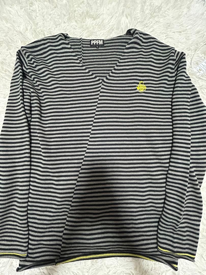 00s PPFM ボーダー　Vネック　y2k