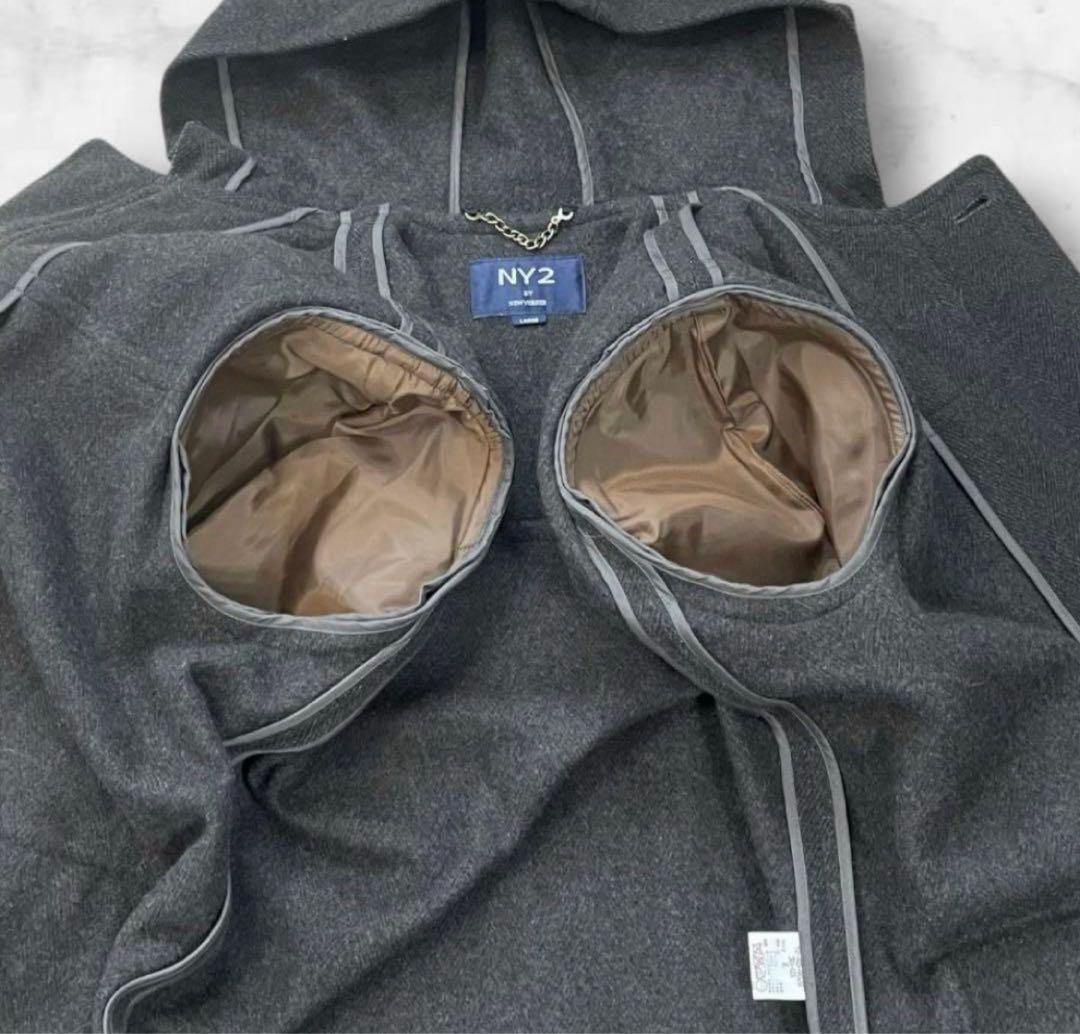 NY2 BY NEWYORKER ロングダッフルコート　ヘリンボーン　アンゴラ混