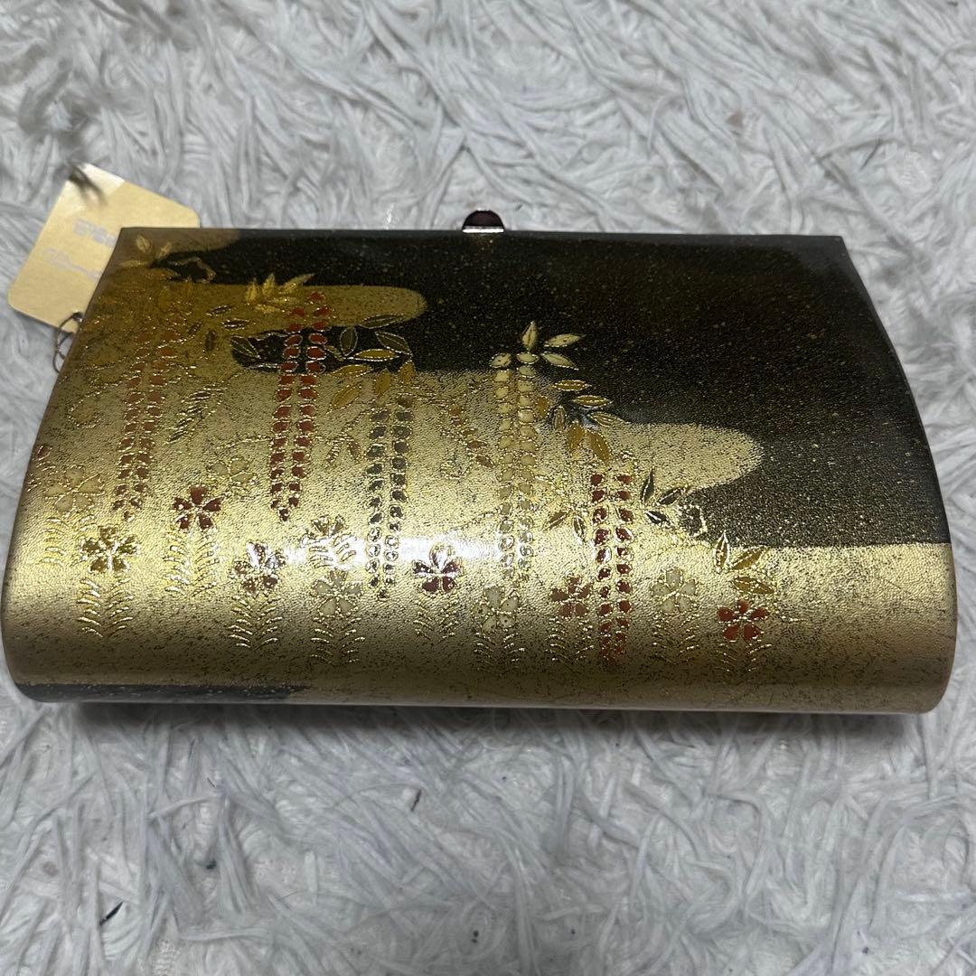 新品未使用　本革エナメル 草履バッグセット 金×深緑 手描き 和装　和服　成人式