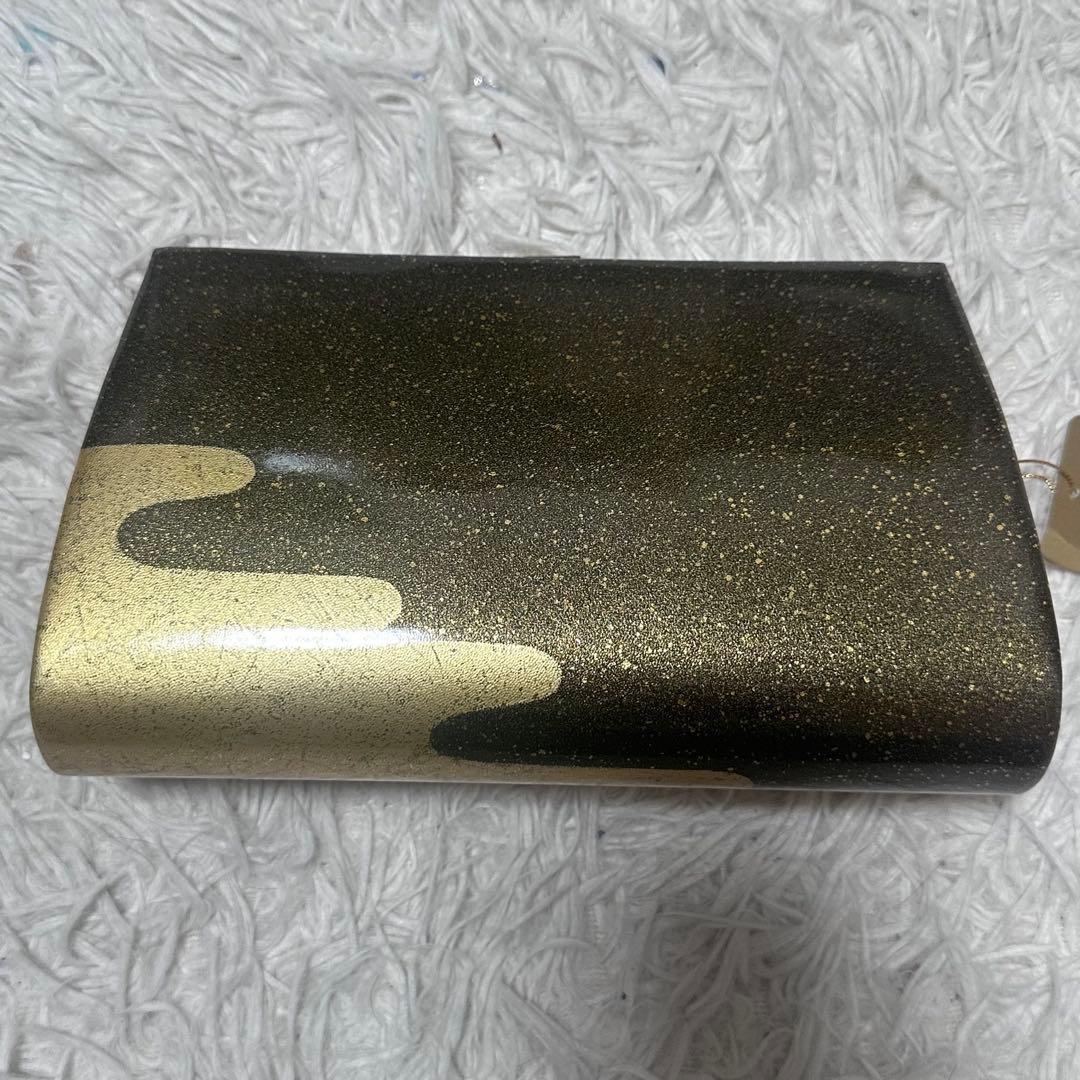 新品未使用　本革エナメル 草履バッグセット 金×深緑 手描き 和装　和服　成人式