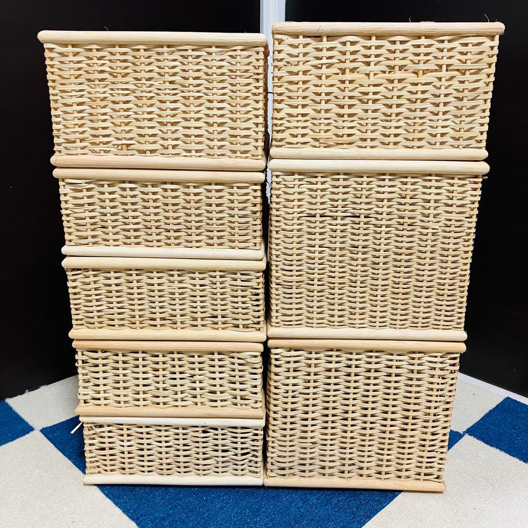 無印良品 重なるブリ剤バスケット 8個セット 長方形 廃盤 MUJI カゴ 収納