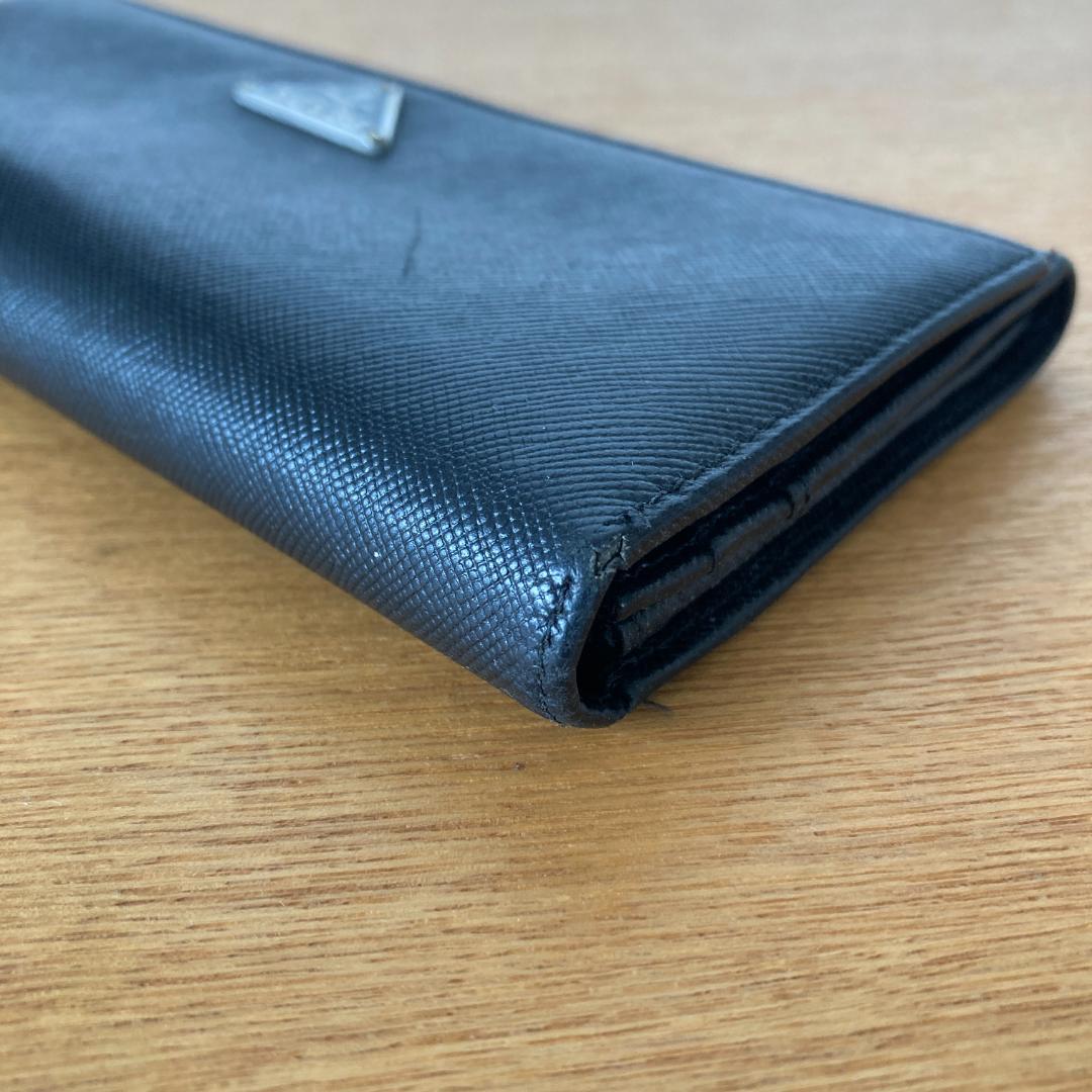 PRADA プラダ サフィアーノレザー フラップ式 長財布 ブラック