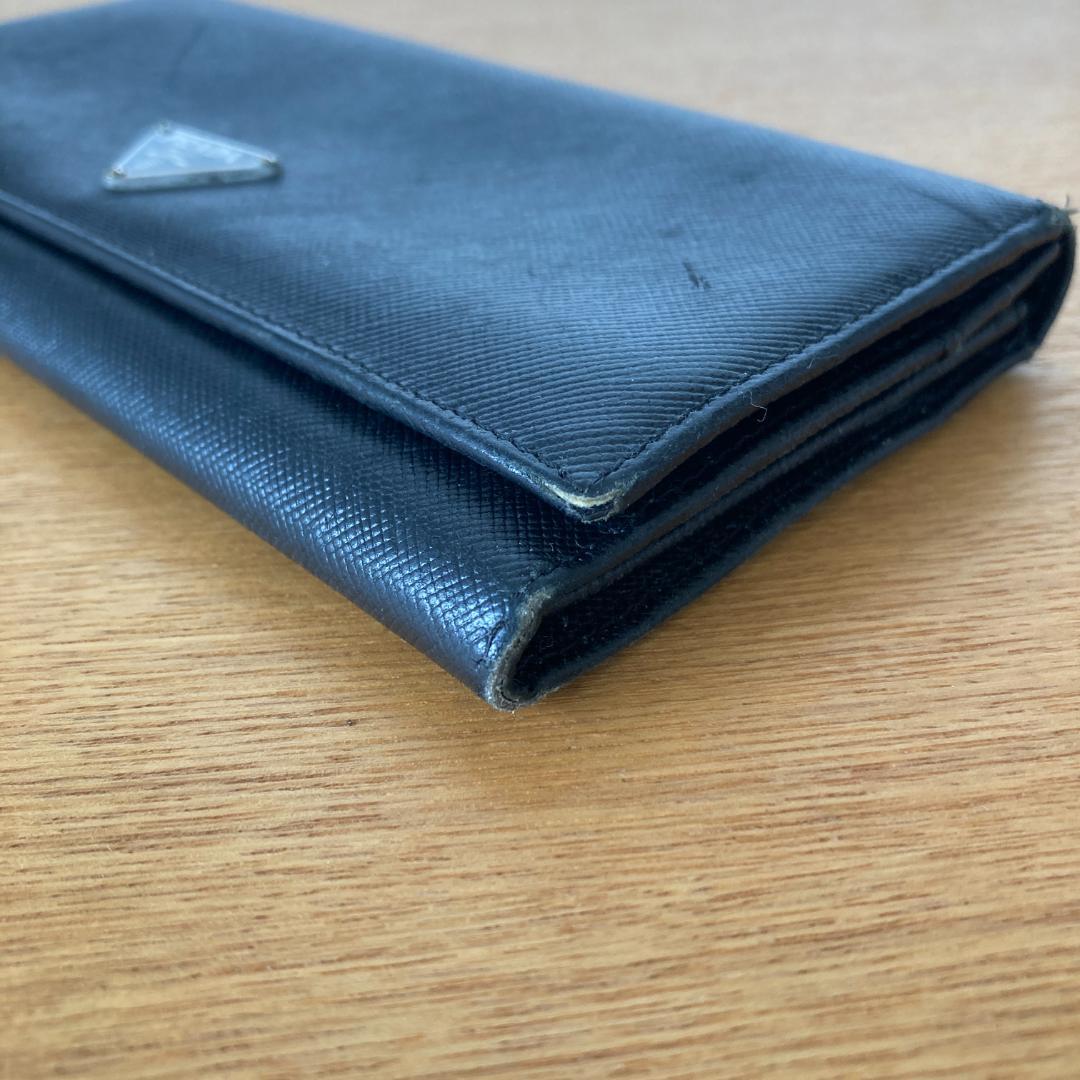 PRADA プラダ サフィアーノレザー フラップ式 長財布 ブラック