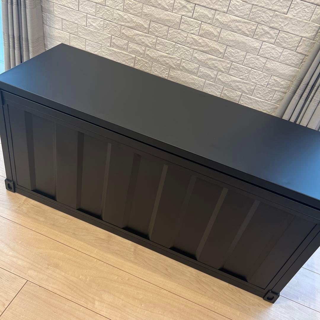 未使用！大容量 スチール製 収納ボックス 蓋付き 完成品！ブラック